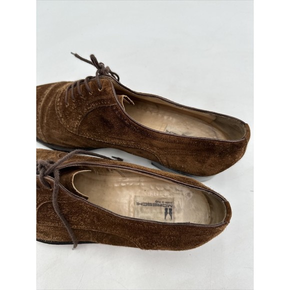 Moreschi mens Brogue shoes 9 brown luxury suede leather Lace Up
